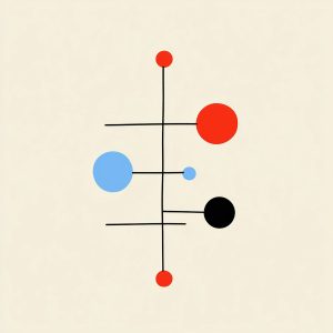 Minimalist abstract design with colored circles