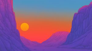 Surreal sunset landscape